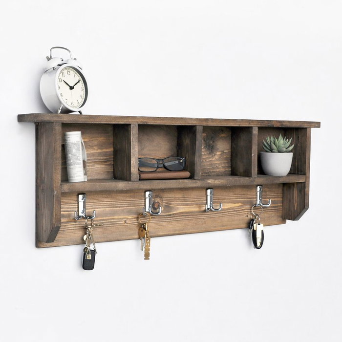 Hanah Home Raf329 Estantería Decorativa de Madera Maciza de 60 cm